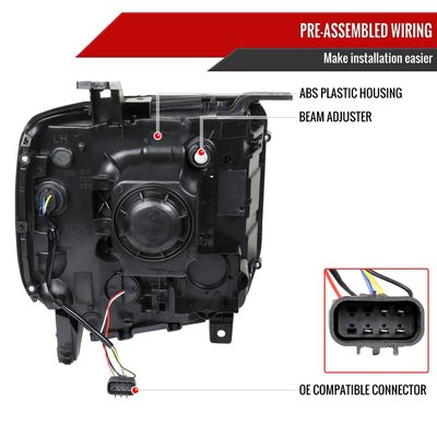 2014-2019 GMC Sierra 1500/2500 HD/3500 HD Projector Headlights Chrome/Clear