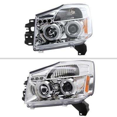 2004-2015 Nissan Titan/ 2004-2007 Armada Dual Halo Projector Headlights Chrome
