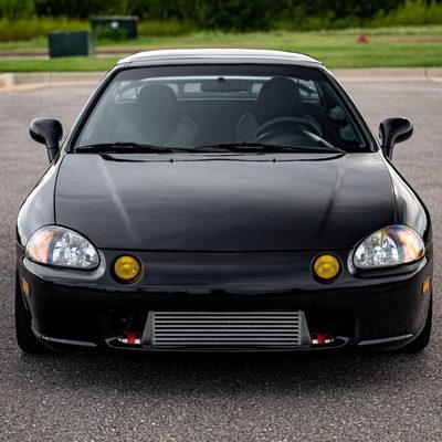 1993-1997 Honda Del Sol Crystal Headlights w/Amber Reflector Matt Black/Clear