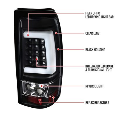 2003-2006 Chevy Silverado LED Tail Lights - G2 Matte Black/Clear Lens