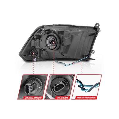 Anzo Black Crystal U-Bar Headlights 111515