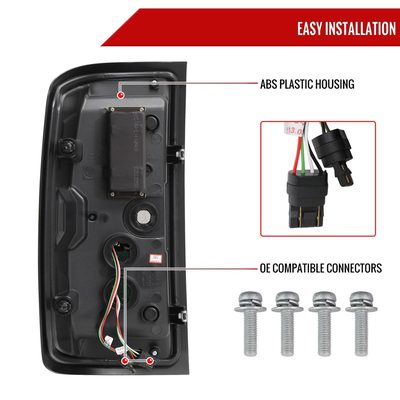 2014-2018 Chevy Silverado 1500 2500HD /Sierra 3500HD Red LED Tail Lights Black