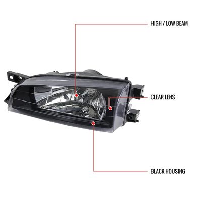 1995-2001 Subaru Impreza Factory Style Crystal Headlights Matte Black/Clear