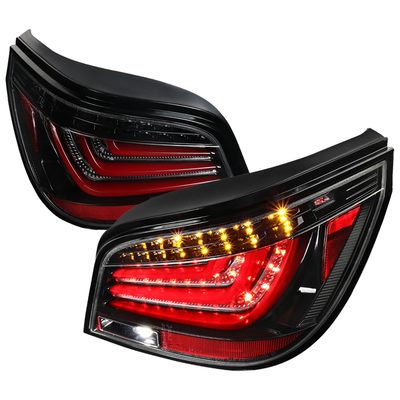 2004-2007 BMW E60 5 Series Sedan LED Tail Lights Jet Black/Clear Lens