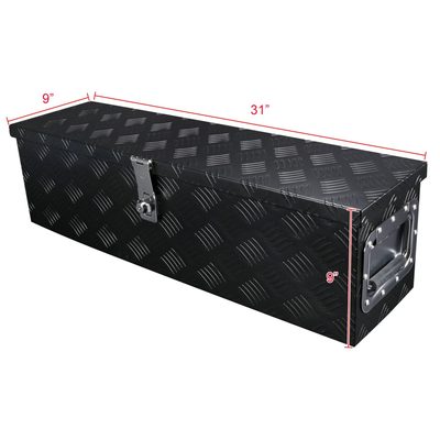 Universal 31" Heavy Duty Black Aluminum Tool Box w/ Side Handles Lock & Keys