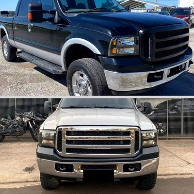 2005-2007 Ford F-250/350/450/550/Excursion Crystal Headlights Matt Black/Clear
