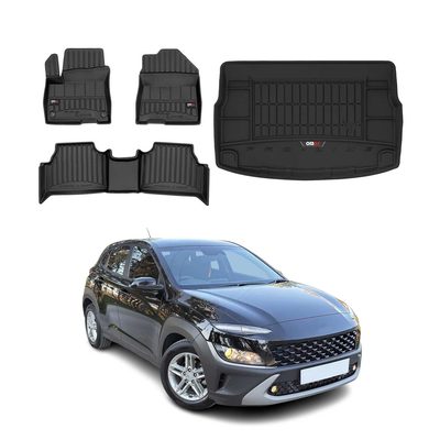 2018-2023 Hyundai Kona Premium Floor Mats & Cargo Liner Full Set All Weather Heavy Duty Black