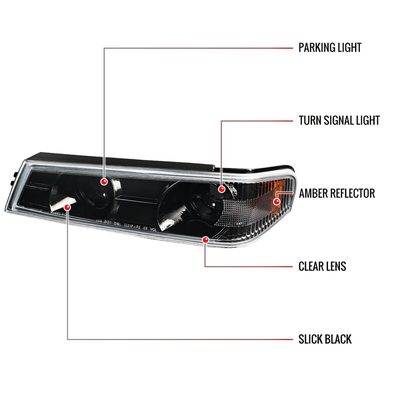 2004-2012 Chevy Colorado GMC Canyon Corner Lights Jet Black/Clear Lens