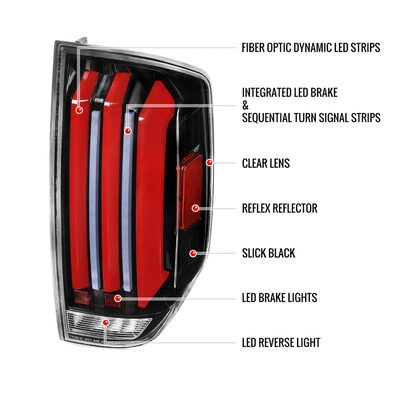 2014-2021 Toyota Tundra Facelift Full LED Tail Lights Turn Signal Jet Black