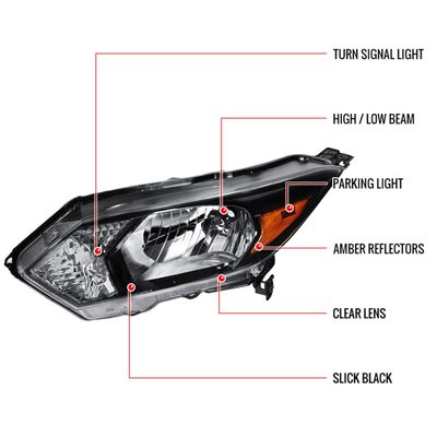 2016-2018 Honda HR-V Clear Crystal Headlight Amber Reflector - Driver Side