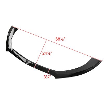 2015-2017 Ford Mustang Glossy Black Polypropylene 3Pcs Bumper Lip Spoiler