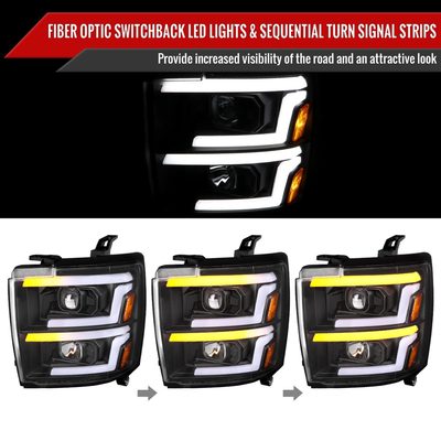 2015-2019 Chevy Silverado 2500HD/3500HD LED Projector Headlights Matte Black