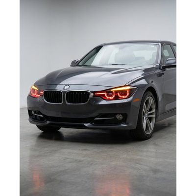BMW 3 Series F30 / F31 / F35 V3 Smoked Triple-Color LED Headlight Assembly (White / Yellow / Red DRL) 2012 - 2018 (Replaces 63117314531)