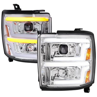 2015-2019 Chevy Silverado 2500HD/3500HD LED Signal Projector Headlights Chrome