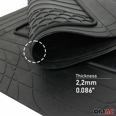 Floor Mats Liner 3-Row Car Universal Rubber Molded Protect 8+2 Pcs