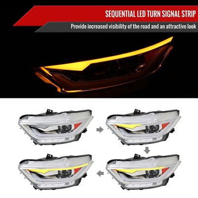 2015-2017 Ford Mustang/2018-2020 Shelby HID/Xenon LED Signal Headlights Chrome