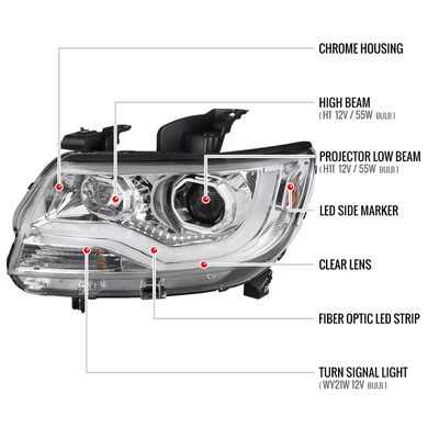 2015-2021 Chevy Colorado LED Bar Projector Headlights Chrome/Clear Lens