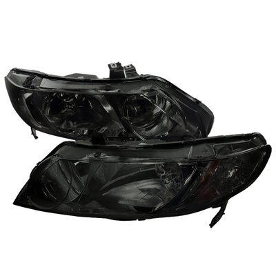 2006-2011 Honda Civic Sedan Crystal Headlights Chrome Housing/Smoke Lens