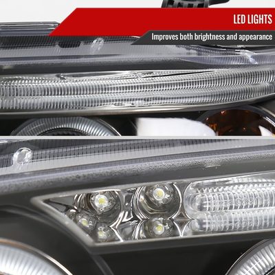 2004-2008 Chevy Aveo Dual Halo Projector Headlights Matte Black/Clear Lens