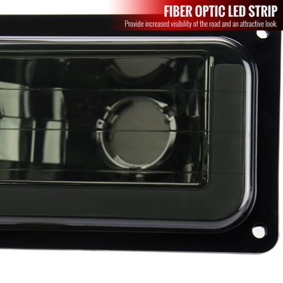 1988-1998 Chevy C10 GMC C/K LED Strip Bumper Corner Signal Lights Chrome/Smoke