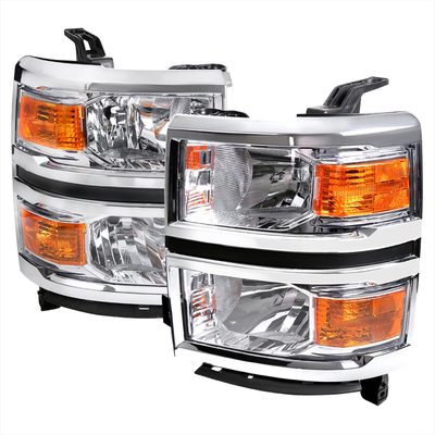 2014-2015 Chevy Silverado 1500 Factory Headlights Amber Reflectors Chrome