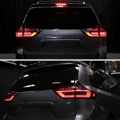 For Toyota Sienna 2015-2020 Full LED Tail Lights Sequential Signal Startup Black Housing Smoked Lens