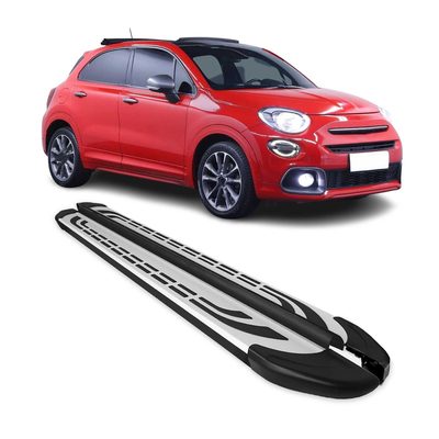 2016-2024 Fiat 500X Running Boards Side Steps Silver & Black