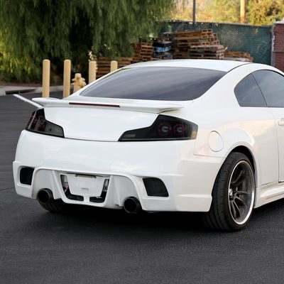 2003-2007 Infiniti G35 Coupe Red LED Halo Signal Tail Lights Matt Black/Smoke