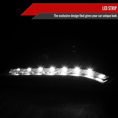 2010-2012 Hyundai Genesis Coupe Projector Headlights SMD LED Light Strip Black