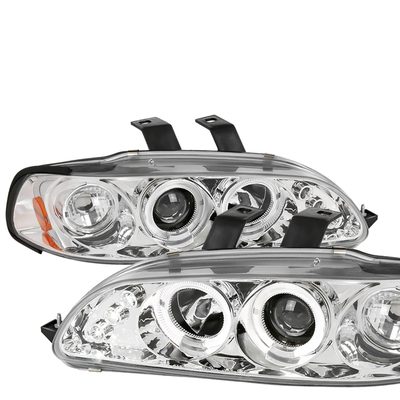 1992-1995 Honda Civic Dual Halo Projector Headlights Chrome/Clear Lens