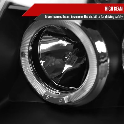 1999-2004 Jeep Grand Cherokee Dual Halo Projector Headlights Matte Black/Clear