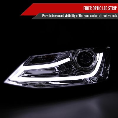 2011-2018 VW Jetta MK6 LED Bar Projector Headlights Chrome/Clear Lens
