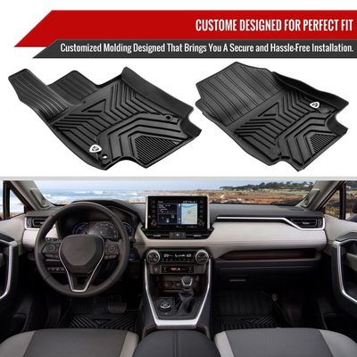 2019-2022 Toyota RAV4 All Weather Black TPE Floor Mats Liner 3Pcs