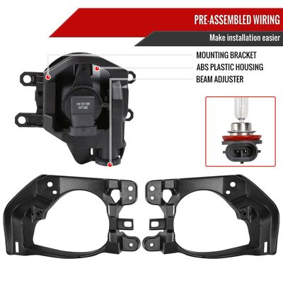 2014-2016 Toyota Highlander H16 Fog Lights Kit Chrome Housing/Clear Lens