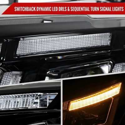 For Ford Mustang 2015-2017 Full LED Projector Headlights Sequential Start-Up Black Clear Lens