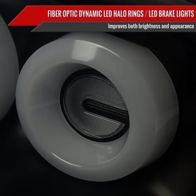 2003-2007 Infiniti G35 Coupe White LED Halo Signal Tail Light Matt Black/Smoke