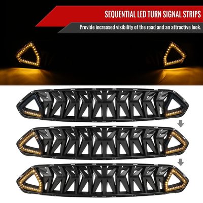 2018-2023 Ford Mustang Shark Hood Grille w/Sequential LED Turn Signal Lights