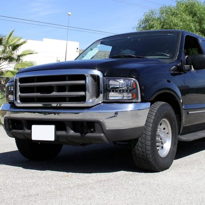1999-2004 Ford F-250/350/450/550/Excursion Crystal Headlights LED Light Black