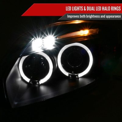 2006-2011 Mitsubishi Eclipse Dual Halo Projector Headlights Matte Black/Clear
