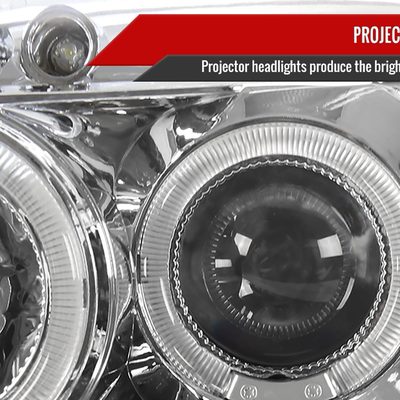 1996-1998 Honda Civic Dual Halo Projector Headlights Chrome/Clear Lens
