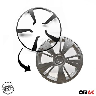14" Hubcaps Wheel Rim Cover Black with Light Grey Insert 4pcs Set