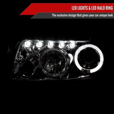 2008-2010 Scion xB Single Halo Projector Headlights Chrome/Clear Lens