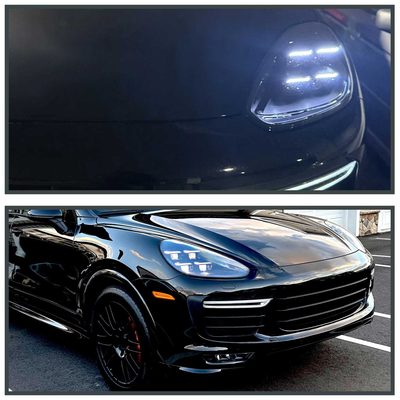 For Porsche Cayenne 958.2 2015-2017 Matrix LED Projector Headlights DRL Dynamic Black Clear Lens Glossy Trim