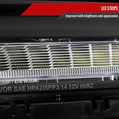2014-2019 GMC Sierra LED Light Strip Projector Headlights Matte Black/Clear