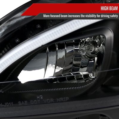 2008-2011 Mercedes W204 C Class Headlights LED Light Bar&LED Signal Black