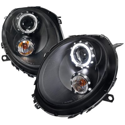 2007-2015 Mini Cooper R55 R56 R57 R58 R59 Single Halo Headlights Black