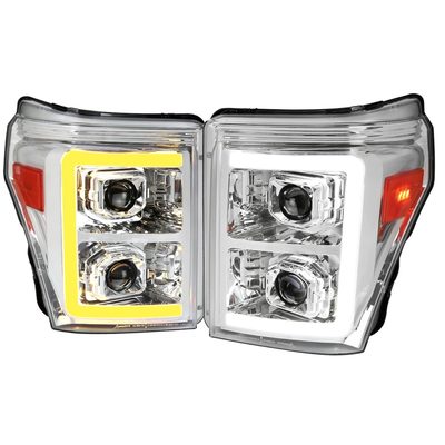 2011-2016 Ford F-250 F-350 F-450 F-550 LED CBar Projector Headlights Chrome