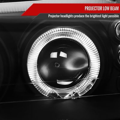 1999-2004 Ford Mustang Dual Halo V2 Projector Headlights Matte Black/Clear