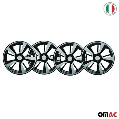 Twintone Hub Caps Wheel Cover 14" Black Matt & Light Blue Insert Full Set 4 pcs.