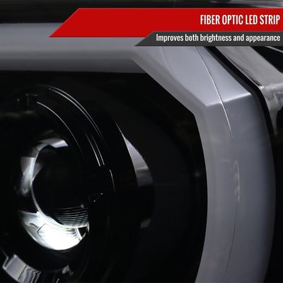 2012-2015 Toyota Tacoma LED C-Bar Projector Headlights Glossy Black/Smoke Lens